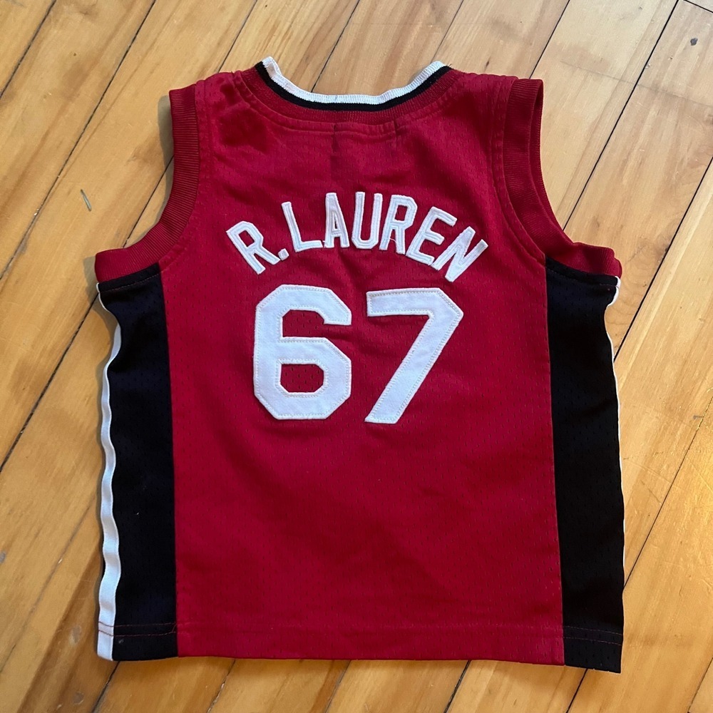 Kids Polo Jeans Co Ralph Lauren Basketball Jersey Red 67 Size 2T - Picture 3 of 3